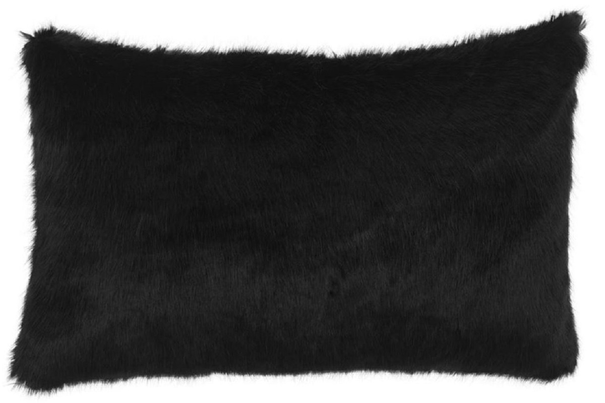 Casa Padrino Luxus Kunstfell Kissen Schwarz 60 x 40 cm - Wohnzimmer Deko Accessoires von Casa Padrino
