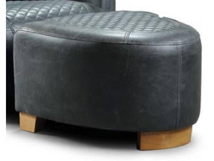 Casa Padrino Luxus Leder Fußhocker Vintage Blau / Hellbraun 60 x 59 x H. 35 cm - Echtleder Hocker - Wohnzimmer Möbel - Echtleder Möbel von Casa Padrino