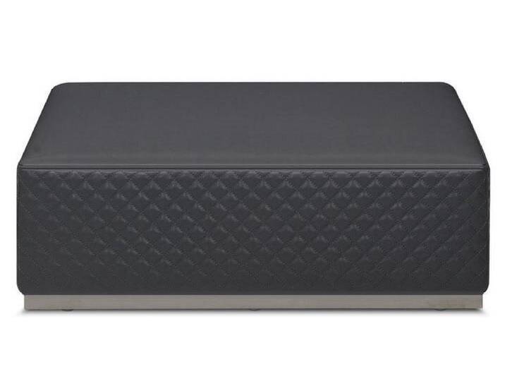 Casa Padrino Luxus Leder Hocker / Fußhocker Grau 89 x 89 x H. 30 cm - Wohnzimmer Möbel - Echtleder Möbel von Casa Padrino