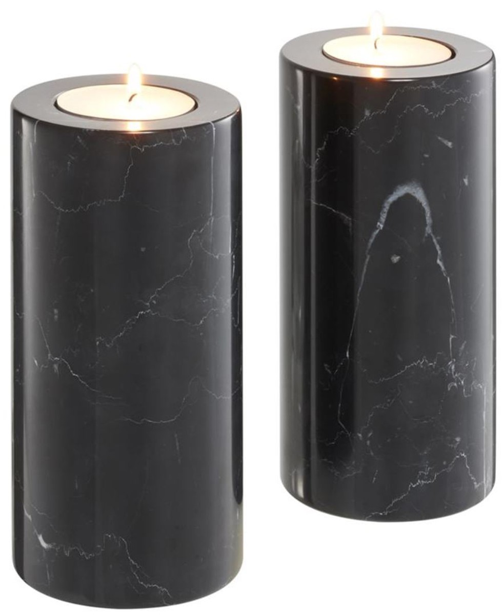 Casa Padrino Luxus Marmor Teelichthalter Set Schwarz à 10 x H. 21 cm - Hotel & Restaurant Deko Accessoires Casa Padrino Luxus Marmor Teelichthalter Set Schwarz à 10 x H. 21 cm - Hotel & Restaurant Deko Accessoires von Casa Padrino