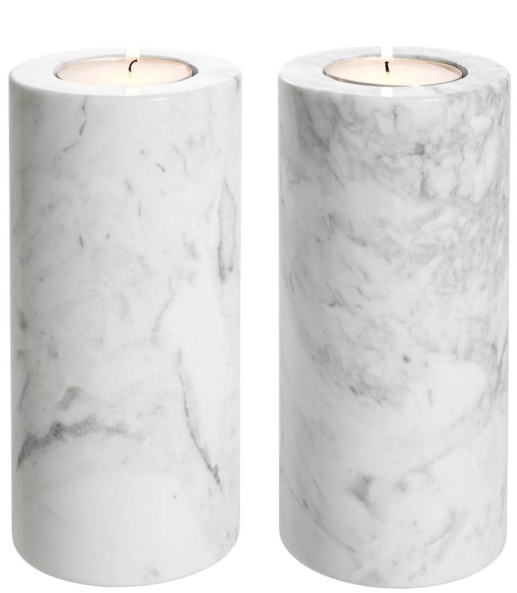 Casa Padrino Luxus Marmor Teelichthalter Set Weià à 10 x H. 21 cm - Luxus Qualität Casa Padrino Luxus Marmor Teelichthalter Set Weià à 10 x H. 21 cm - Luxus Qualität von Casa Padrino