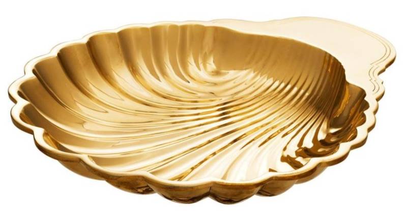Casa Padrino Luxus Messing Muschel Serviertablett Gold - Designer Tablett von Casa Padrino