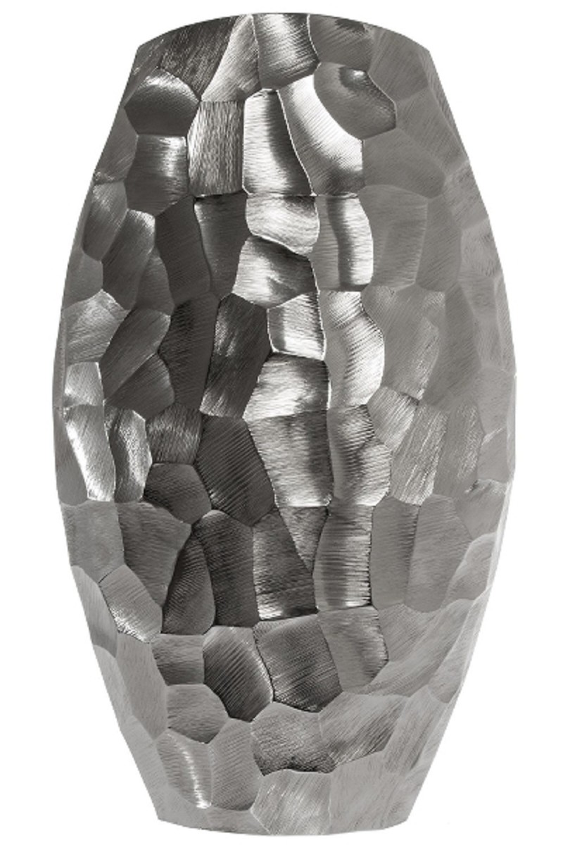 Casa Padrino Luxus Metall Vase Silber 27 x 12 x H. 46 cm - Luxus Deko Blumenvase von Casa Padrino
