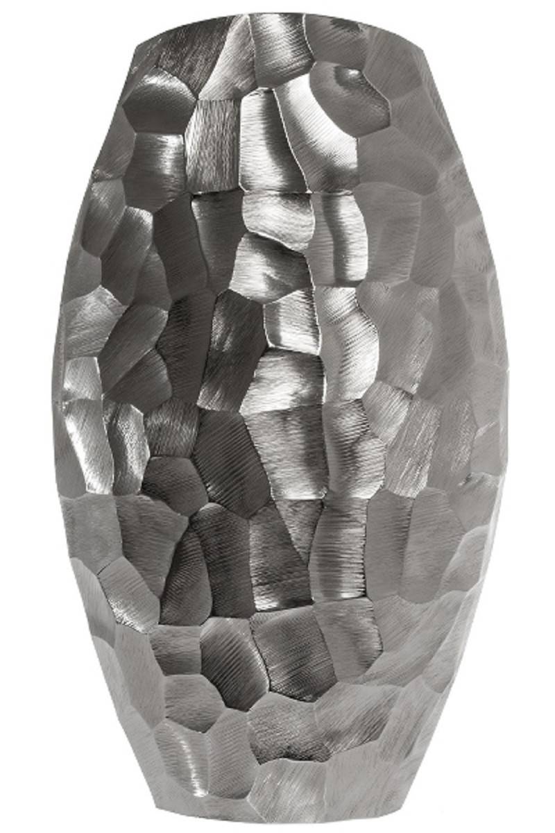 Casa Padrino Luxus Metall Vase Silber 27 x 12 x H. 46 cm - Luxus Deko Blumenvase von Casa Padrino