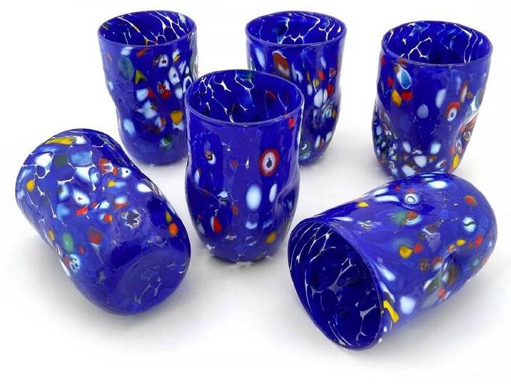 Casa Padrino Luxus Murano Kristallglas Wasserglas 6er Set Blau Ø 8 x H. 12 cm - Made in Italy von Casa Padrino