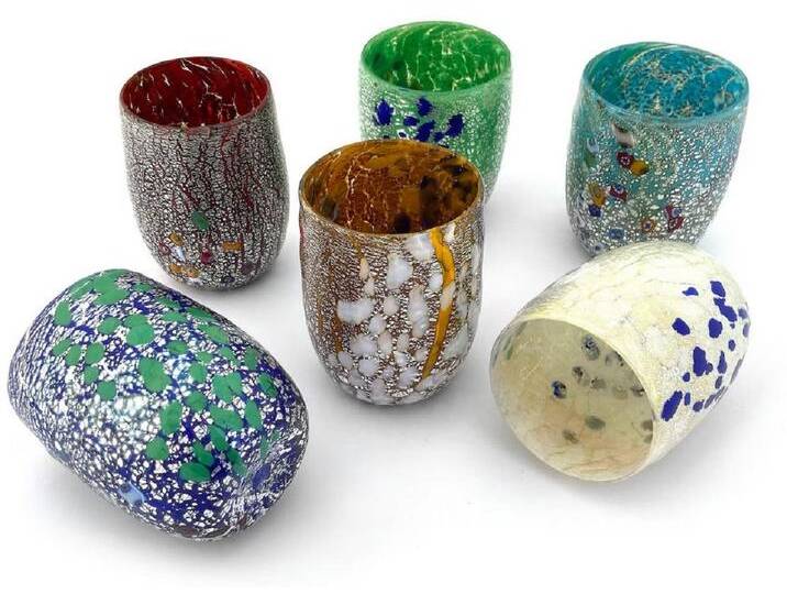 Casa Padrino Luxus Murano Kristallglas Wasserglas 6er Set Bunt Ø 8 x H. 10,5 cm - Made in Italy von Casa Padrino