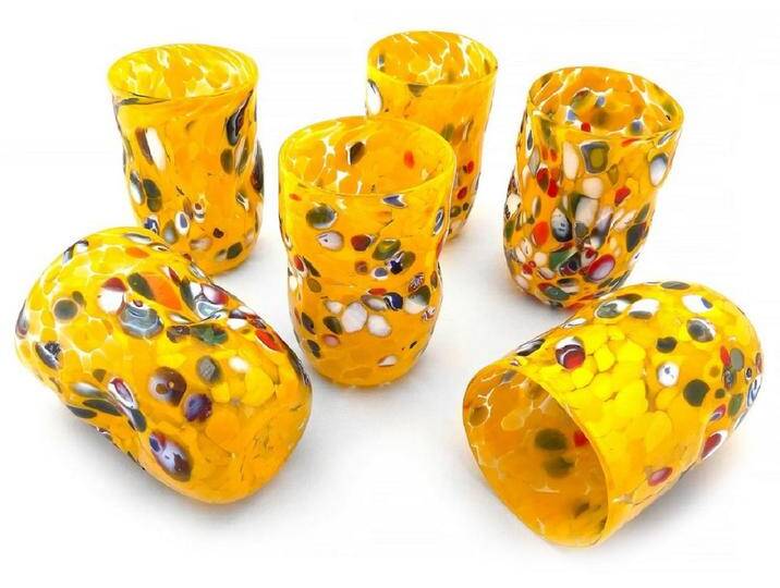 Casa Padrino Luxus Murano Kristallglas Wasserglas 6er Set Gelb Ø 8 x H. 12 cm - Made in Italy von Casa Padrino