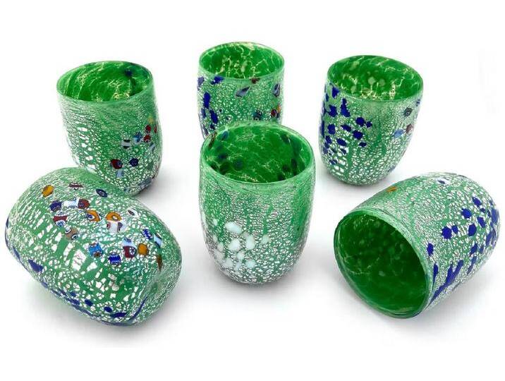 Casa Padrino Luxus Murano Kristallglas Wasserglas 6er Set Grün Ø 8 x H. 10,5 cm - Made in Italy von Casa Padrino