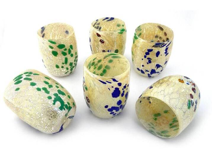 Casa Padrino Luxus Murano Kristallglas Wasserglas 6er Set Weiß Ø 8 x H. 10,5 cm - Made in Italy von Casa Padrino