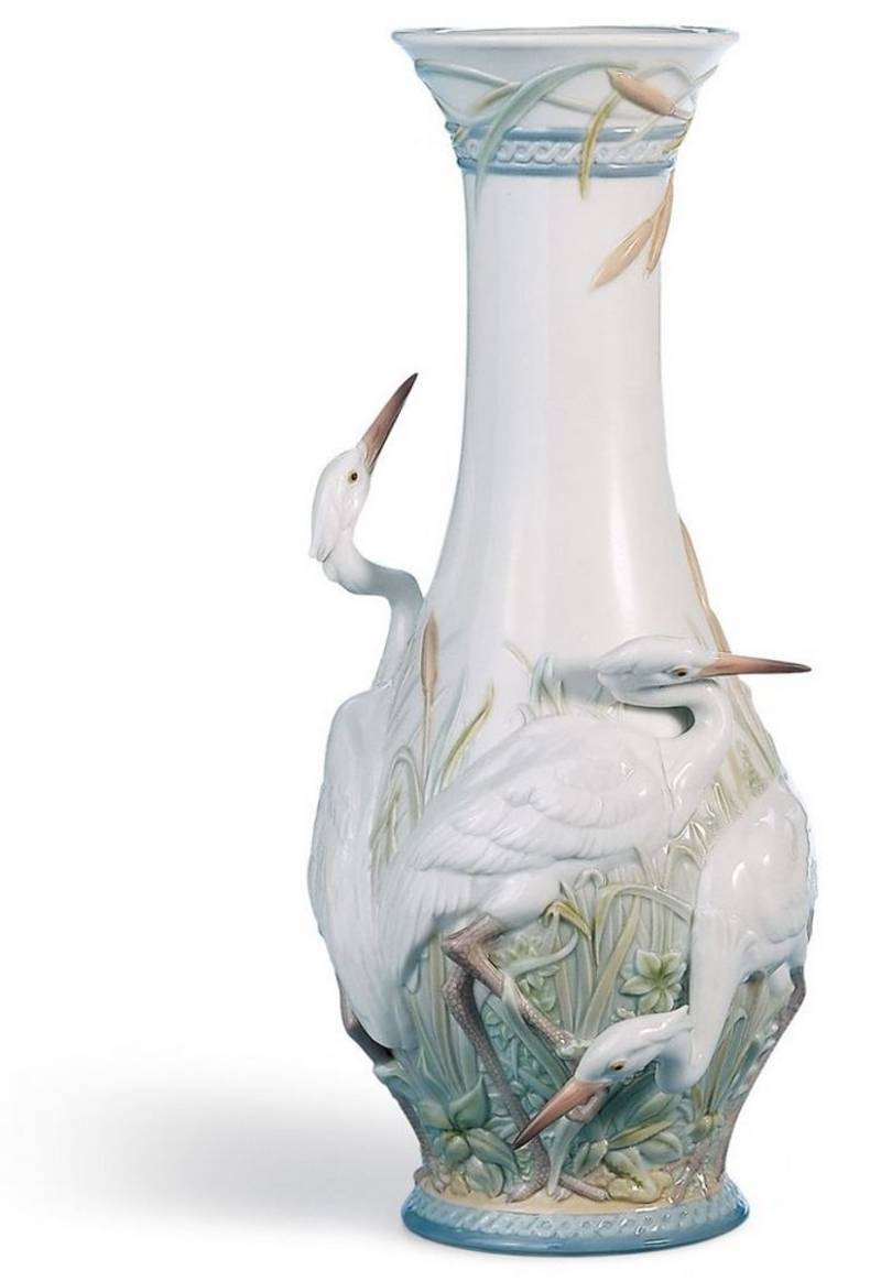 Casa Padrino Luxus Porzellan Vase StÃ¶rche WeiÃ / Mehrfarbig Ã 17 x H. 35 cm - Luxus Deko von Casa Padrino