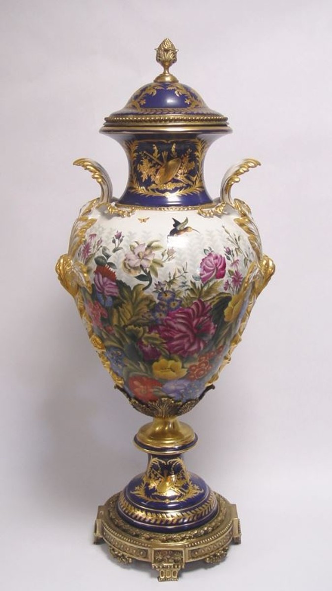 Casa Padrino Luxus Porzellan Vase mit Deckel H. 93 cm - Barock Dekoration von Casa Padrino