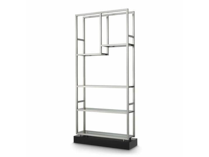 Casa Padrino Luxus Regalschrank mit Glasregalen Silber / Schwarz / Grau H. 240,5 cm - Luxus Möbel von Casa Padrino