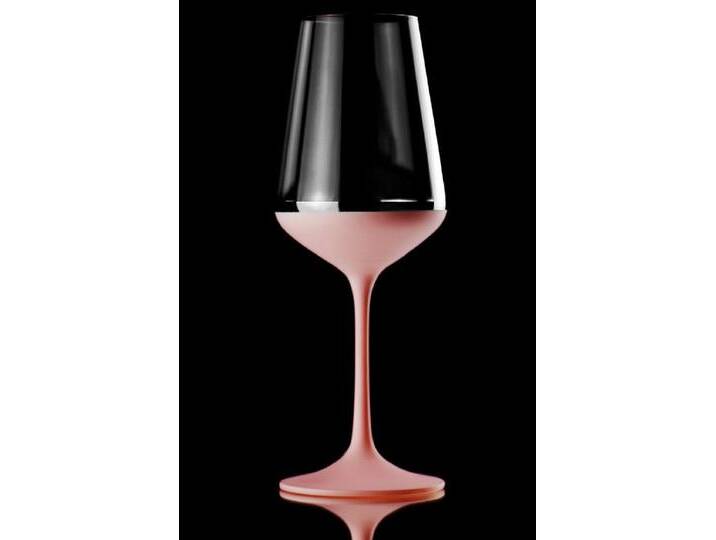 Casa Padrino Luxus Rotweinglas 6er Set Altrosa / Silber Ø 8,5 x H. 24 cm - Handgefertigte und handbemalte Weingläser - Hotel & Restaurant Accessoires - Luxus Qualität von Casa Padrino