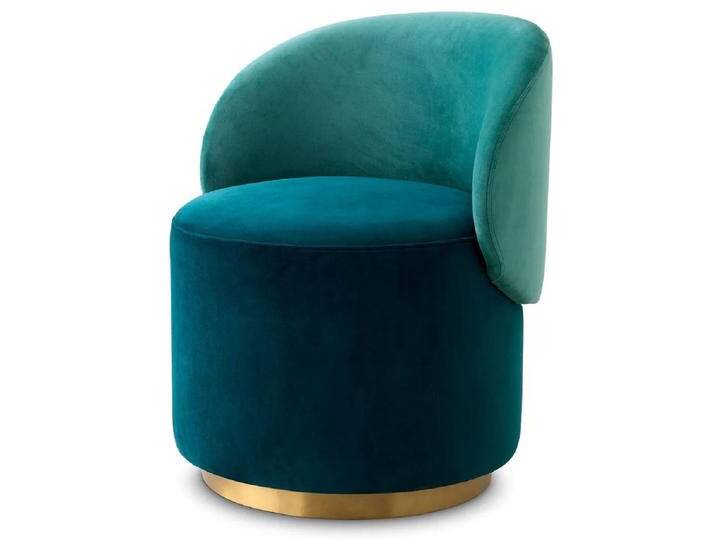 Casa Padrino Luxus Samt Esszimmer Stuhl Grün / Türkis / Messing 60 x 55 x H. 73,5 cm - Drehstuhl mit edlem Samtsoff - Esszimmer Möbel - Luxus Möbel - Luxus Qualität von Casa Padrino