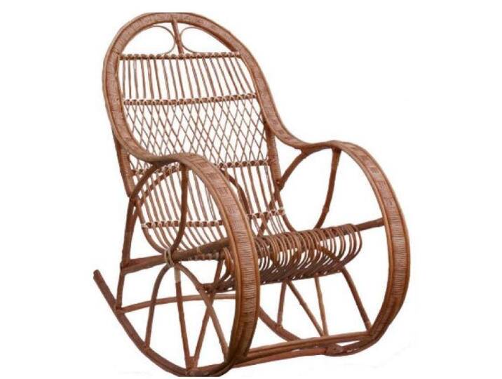 Casa Padrino Luxus Schaukelsessel Braun 53 x 120 x H. 115 cm - Handgefertigter Rattan Schaukelstuhl mit Armlehnen - Wohnzimmer Möbel - Garten Möbel - Rattan Möbel - Luxus Möbel von Casa Padrino
