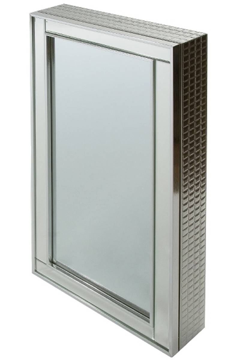 Casa Padrino Luxus Schmuckschrank Silber 40 x 9 x H. 80 cm - Spiegelschrank mit verspiegelter SchiebetÃ¼r von Casa Padrino