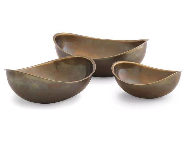 Casa Padrino Luxus Schüssel 3er Set Vintage Messing - Servierschüsseln - Obstschüsseln - Luxus Deko Accessoires - Hotel & Restaurant Accessoires - Luxus Qualität von Casa Padrino
