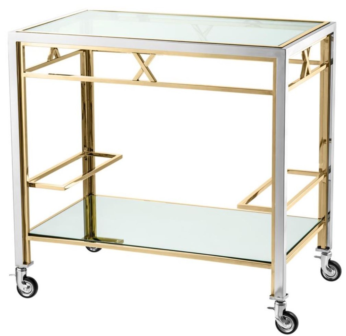 Casa Padrino Luxus Servierwagen Silber / Gold 80 x 48 x H. 76,5 cm - Hotel Restaurant Gastronomie Accessoires Casa Padrino Luxus Servierwagen Silber / Gold 80 x 48 x H. 76,5 cm - Hotel Restaurant Gastronomie Accessoires von Casa Padrino