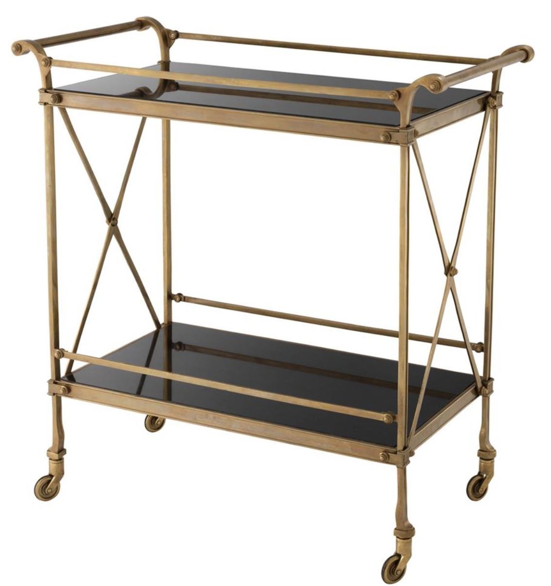 Casa Padrino Luxus Servierwagen Vintage Messingfarben / Schwarz 85 x 46 x H. 88 cm - Hotel Restaurant Gastronomie Trolley Casa Padrino Luxus Servierwagen Vintage Messingfarben / Schwarz 85 x 46 x H. 88 cm - Hotel Restaurant Gastronomie Trolley von Casa Padrino