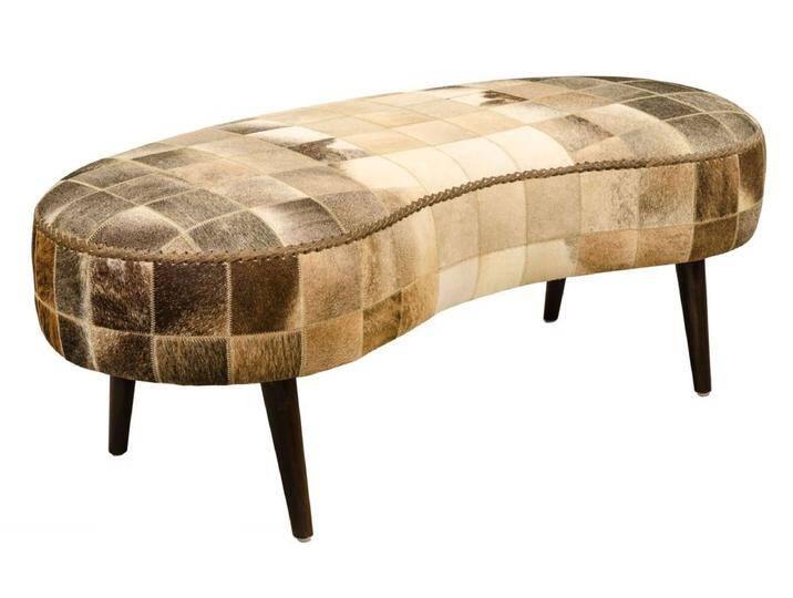 Casa Padrino Luxus Sitzbank mit Kuhfell 130 x 60 x H. 50 cm - Designermöbel von Casa Padrino