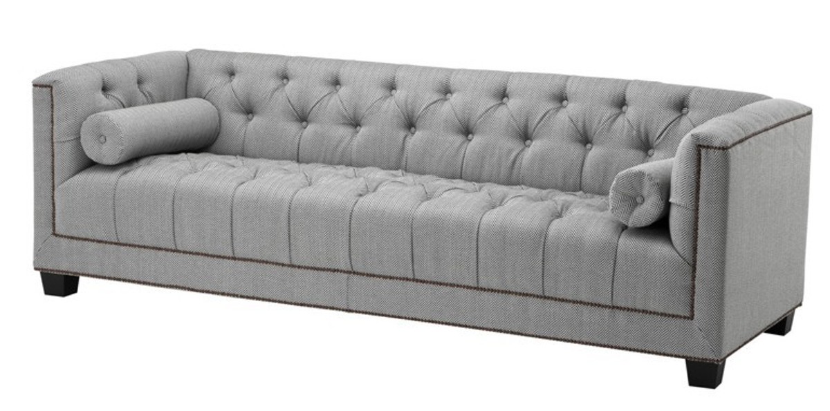 Casa Padrino Luxus Sofa Kubus Fischgrätmuster Grau - 3 Sitzer - Hotel Einrichtung Casa Padrino Luxus Sofa Kubus Fischgrätmuster Grau - 3 Sitzer - Hotel Einrichtung von Casa Padrino