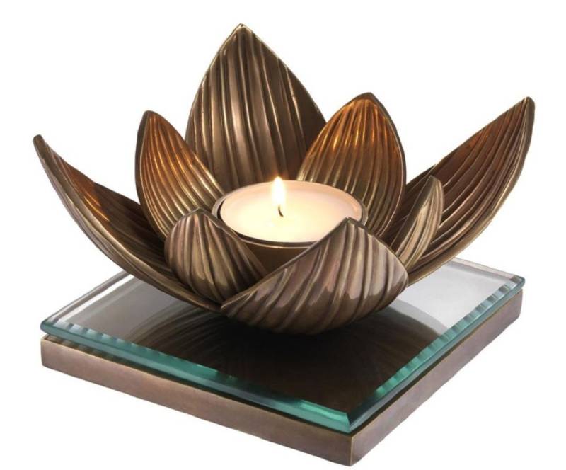 Casa Padrino Luxus Teelichthalter Lotusblume Vintage Messingfarben 16 x 16 x H. 10,5 cm - Deko Accessoires Casa Padrino Luxus Teelichthalter Lotusblume Vintage Messingfarben 16 x 16 x H. 10,5 cm - Deko Accessoires von Casa Padrino
