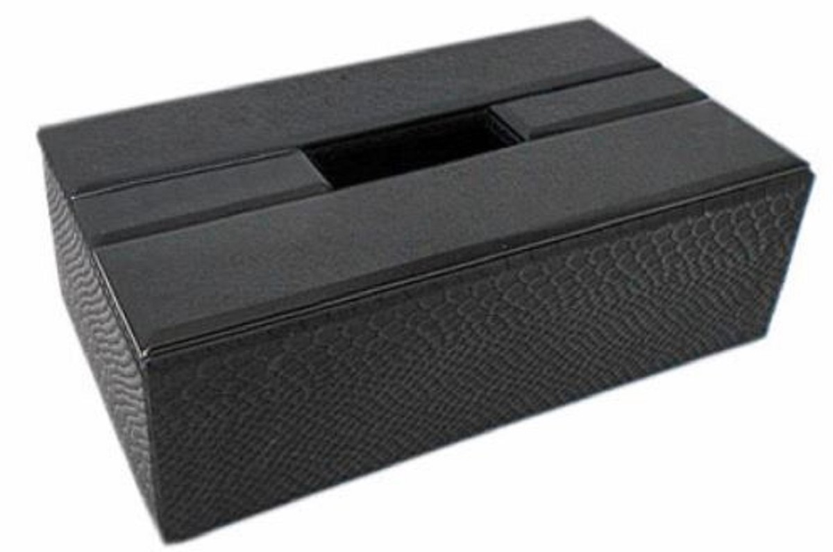 Casa Padrino Luxus Tissue Box / PapiertÃ¼cherbox Schwarz Kroko-Optik 25 x 14 x H. 7,5 cm - Luxus Accessoires von Casa Padrino
