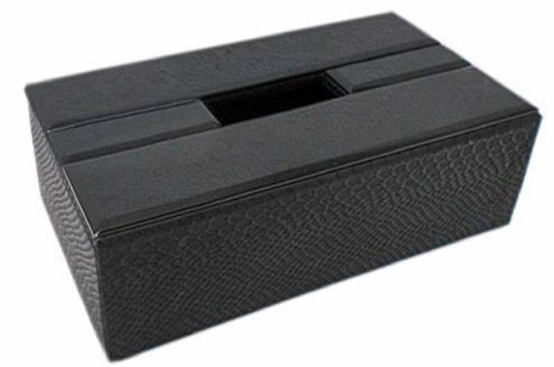 Casa Padrino Luxus Tissue Box / PapiertÃ¼cherbox Schwarz Kroko-Optik 25 x 14 x H. 7,5 cm - Luxus Accessoires von Casa Padrino