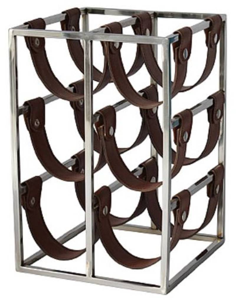 Casa Padrino Luxus Weinflaschenhalter Silber / Braun 26 x 28 x H. 39 cm - Kleines Weinregal fÃ¼r 6 Flaschen von Casa Padrino
