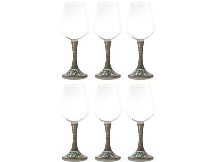 Casa Padrino Luxus Weinglas 6er Set Braun / Mehrfarbig H. 23,5 cm - Handgefertigte & handbemalte Weingläser - Hotel & Restaurant Accessoires - Luxus Qualität - Made in Italy von Casa Padrino