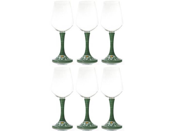 Casa Padrino Luxus Weinglas 6er Set Grün / Mehrfarbig H. 23,5 cm - Handgefertigte & handbemalte Weingläser - Hotel & Restaurant Accessoires - Luxus Qualität - Made in Italy von Casa Padrino