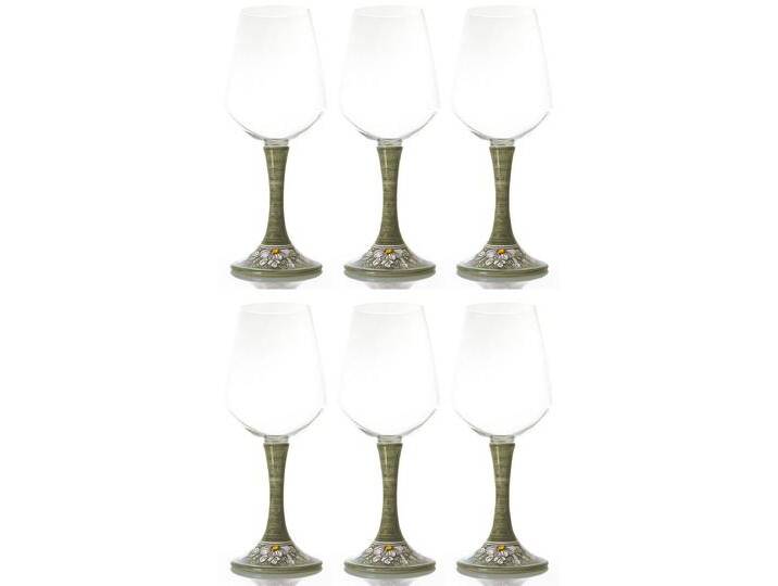Casa Padrino Luxus Weinglas 6er Set Olivgrün / Mehrfarbig H. 23,5 cm - Handgefertigte & handbemalte Weingläser - Hotel & Restaurant Accessoires - Luxus Qualität - Made in Italy von Casa Padrino