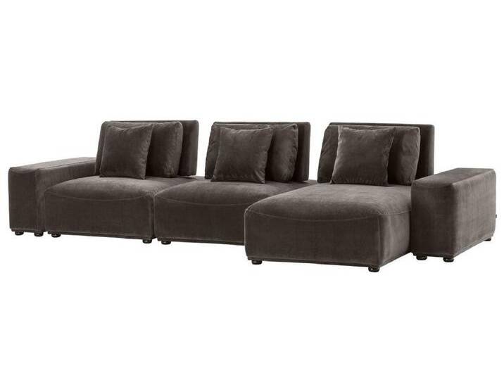 Casa Padrino Luxus Wohnlandschaft Grau / Schwarz 340 x 159 x H. 83 cm - Wohnzimmer Sofa mit 6 Kissen - Luxus Qualität von Casa Padrino