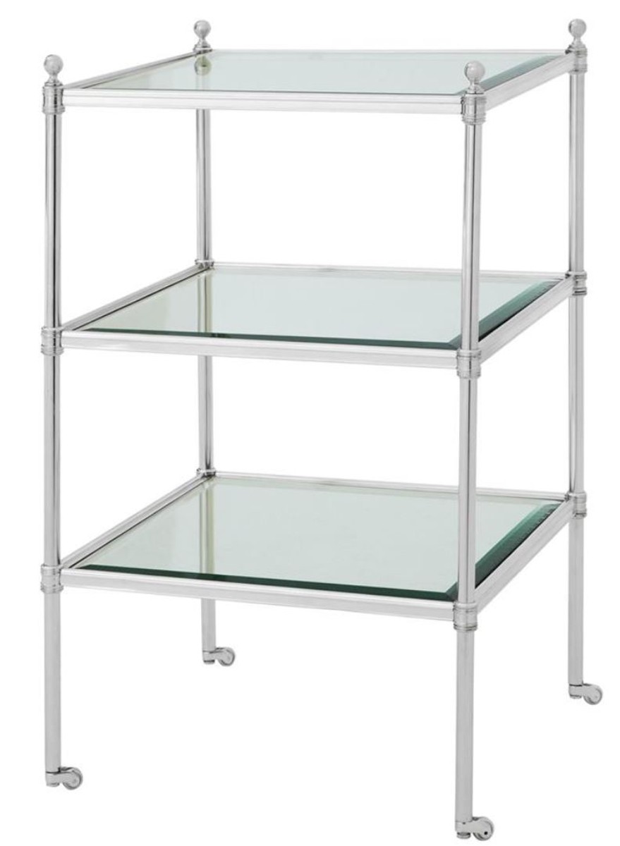 Casa Padrino Luxus Wohnzimmer Beistelltisch mit Rollen Silber 42 x 42 x H. 71 cm - Hotel MÃ¶bel von Casa Padrino