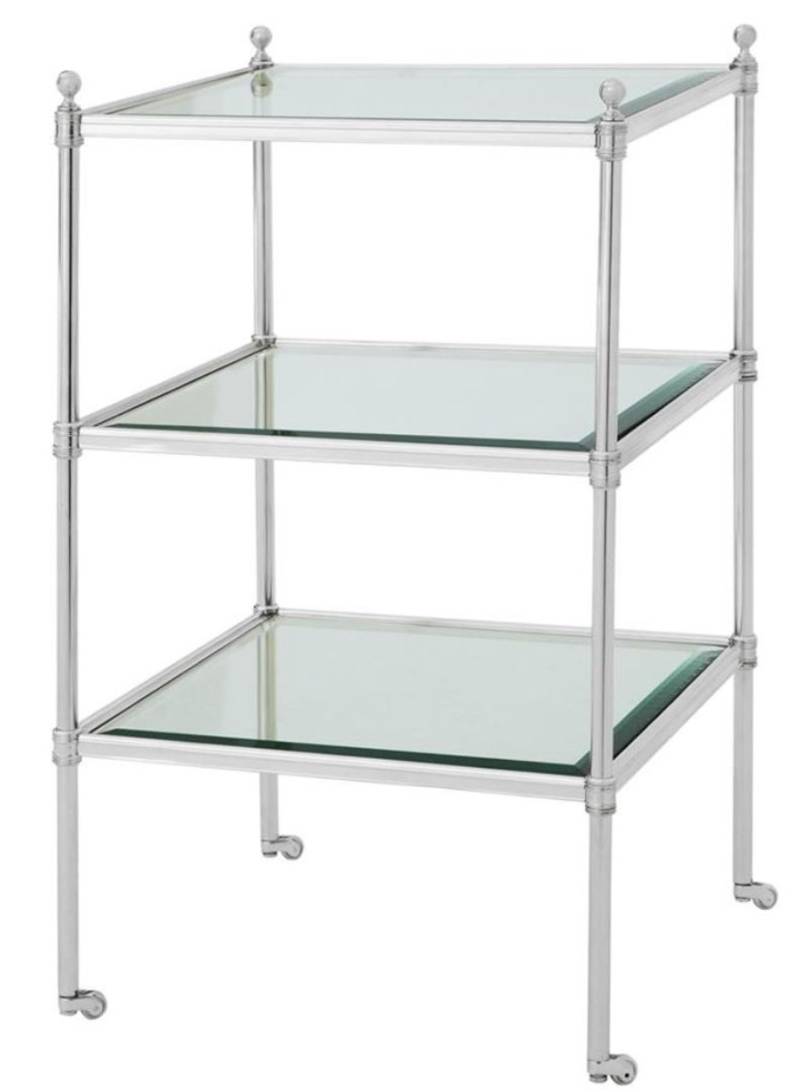 Casa Padrino Luxus Wohnzimmer Beistelltisch mit Rollen Silber 42 x 42 x H. 71 cm - Hotel Möbel Casa Padrino Luxus Wohnzimmer Beistelltisch mit Rollen Silber 42 x 42 x H. 71 cm - Hotel Möbel von Casa Padrino
