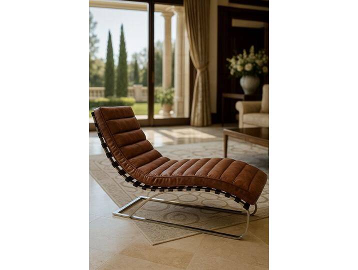 Casa Padrino Luxus Wohnzimmer Leder Liegesessel Vintage Braun / Silber 140 x 59 x H. 82 cm - Echtleder Chaiselongue - Relax Sessel - Relax Liege - Wohnzimmer Möbel - Leder Möbel - Luxus Möbel Casa Padrino Luxus Wohnzimmer Leder Liegesessel Vintage Braun / Silber 140 x 59 x H. 82 cm - Echtleder Chaiselongue - Relax Sessel - Relax Liege - Wohnzimmer Möbel - Leder Möbel - Luxus Möbel von Casa Padrino