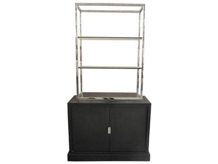 Casa Padrino Luxus Wohnzimmerschrank Schwarz / Silber 109 x 42 x H. 201 cm - Luxus Wohnzimmermöbel von Casa Padrino