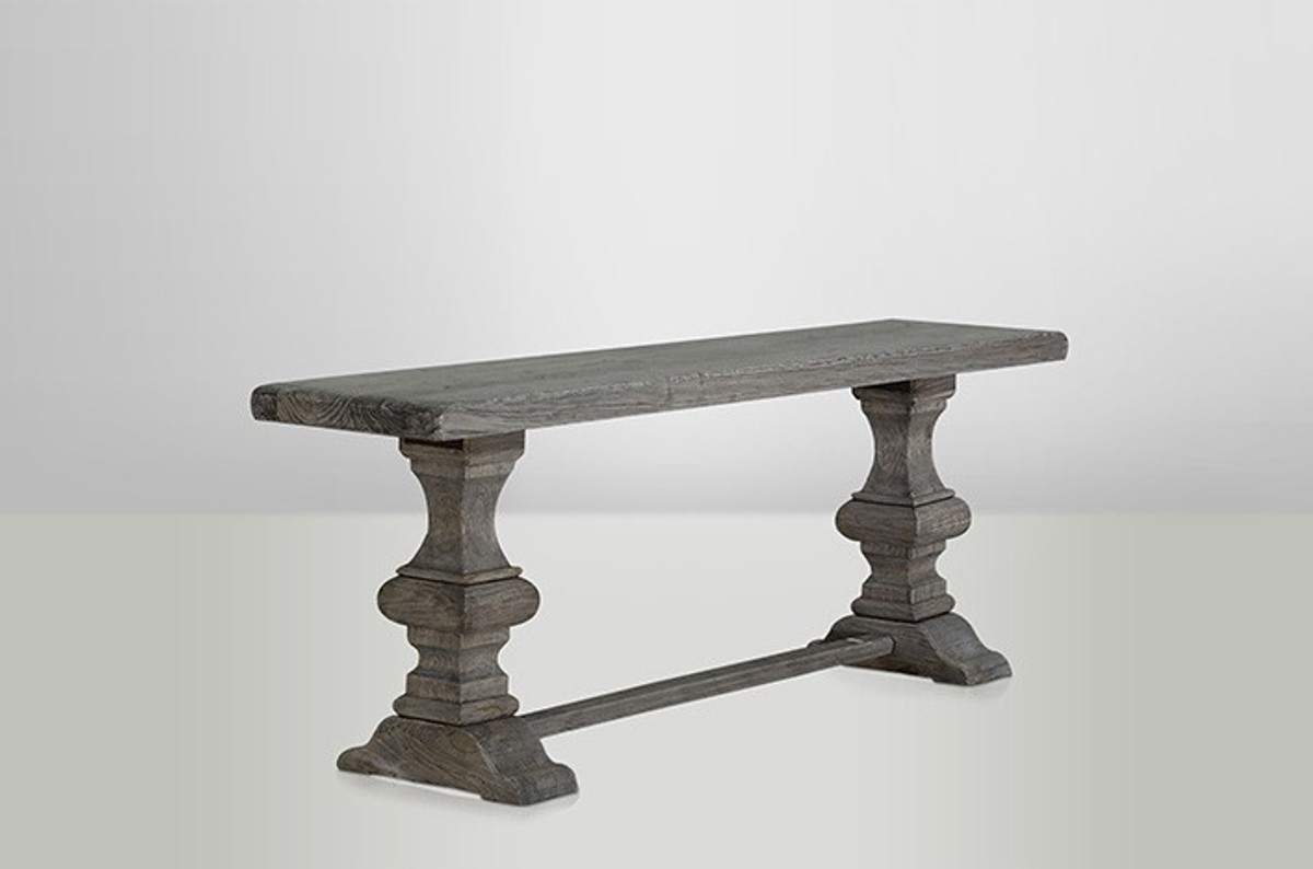 Casa Padrino Massivholz Konsole Eiche Grau 220 x 46 cm - Massiver Konsolentisch Rustikal Casa Padrino Massivholz Konsole Eiche Grau 220 x 46 cm - Massiver Konsolentisch Rustikal von Casa Padrino