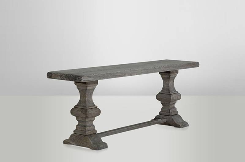 Casa Padrino Massivholz Konsole Eiche Grau 220 x 46 cm - Massiver Konsolentisch Rustikal Casa Padrino Massivholz Konsole Eiche Grau 220 x 46 cm - Massiver Konsolentisch Rustikal von Casa Padrino