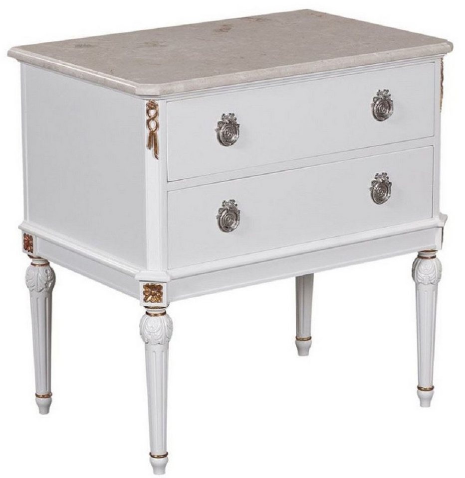 Casa Padrino Nachtkommode Casa Padrino Luxus Barock Nachtkommode Weiß / Cremefarben / Antik Gold / Silber - Handgefertigter Massivholz Nachttisch mit Marmorplatte - Barock Schlafzimmer Möbel Casa Padrino Nachtkommode Casa Padrino Luxus Barock Nachtkommode Weiß / Cremefarben / Antik Gold / Silber - Handgefertigter Massivholz Nachttisch mit Marmorplatte - Barock Schlafzimmer Möbel von Casa Padrino