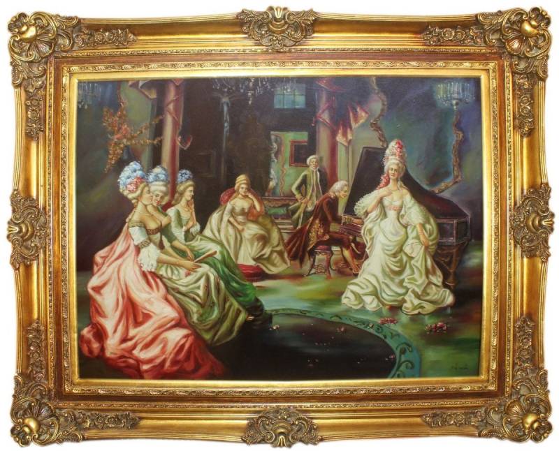 Casa Padrino Ölgemälde Barock Ölgemälde Klassisches Konzert Mehrfarbig / Gold 160 x 10 x H. 130 cm - Handgemaltes Gemälde mit prunkvollem Rahmen im Barockstil - Barock Möbel von Casa Padrino