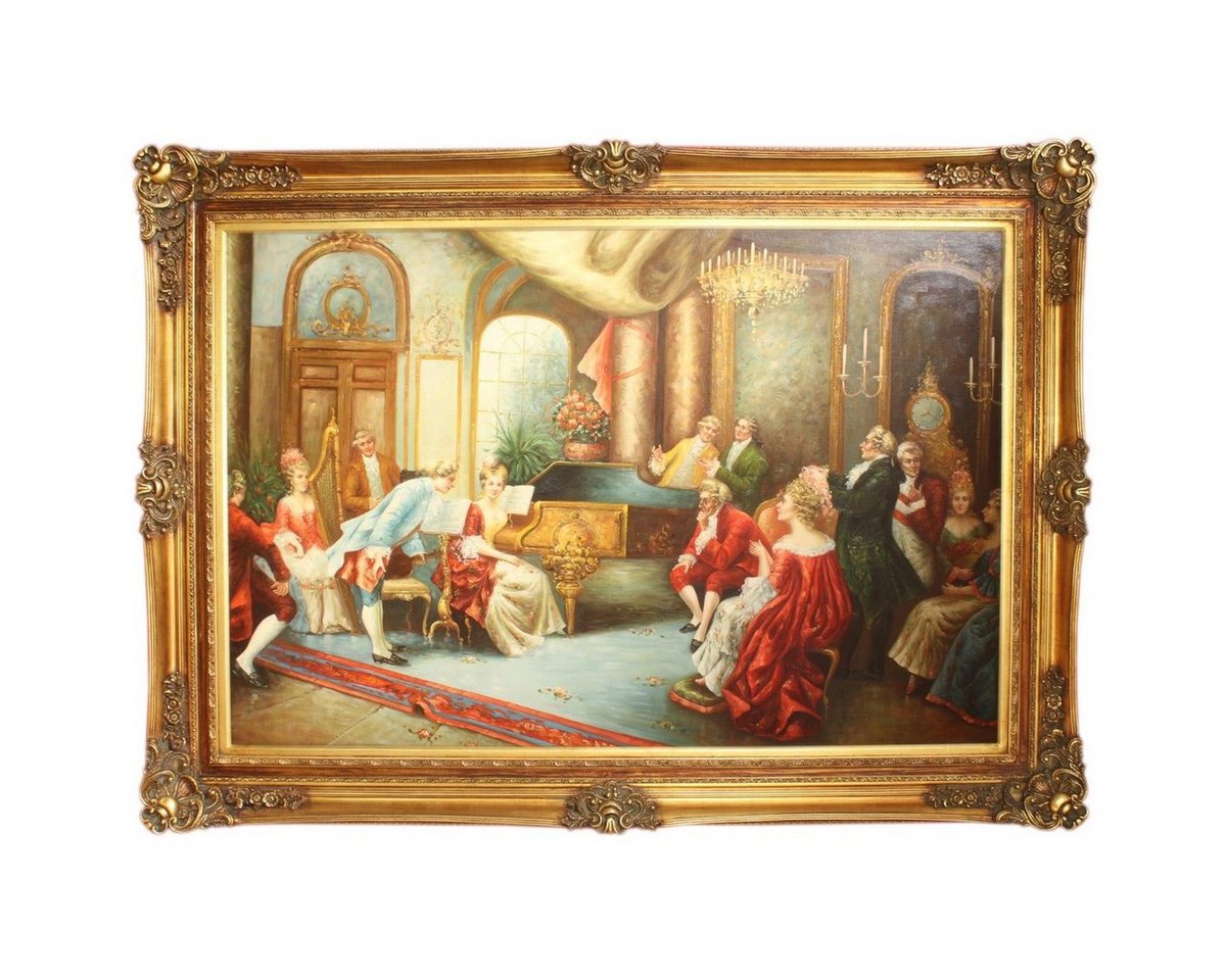 Casa Padrino Ölgemälde Riesiges Handgemaltes Barock Öl Gemälde Abend mit Klassischer Musik Gold Prunk Rahmen 225 x 165 x 10 cm - Massives Material von Casa Padrino
