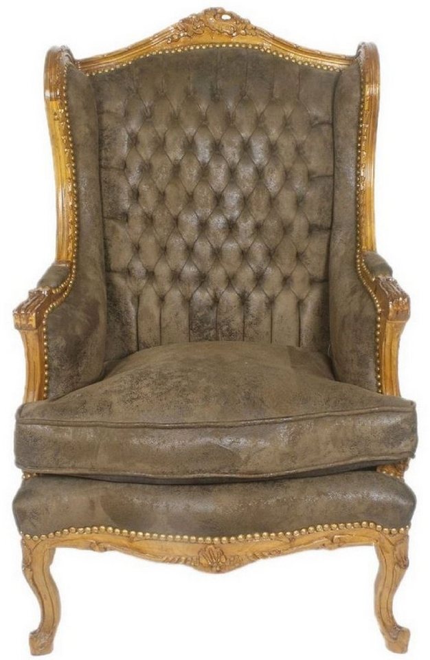 Casa Padrino Ohrensessel Barock Chesterfield Ohrensessel Dunkelbraun / Braun 83 x 83 x H. 110 cm - Barockmöbel von Casa Padrino