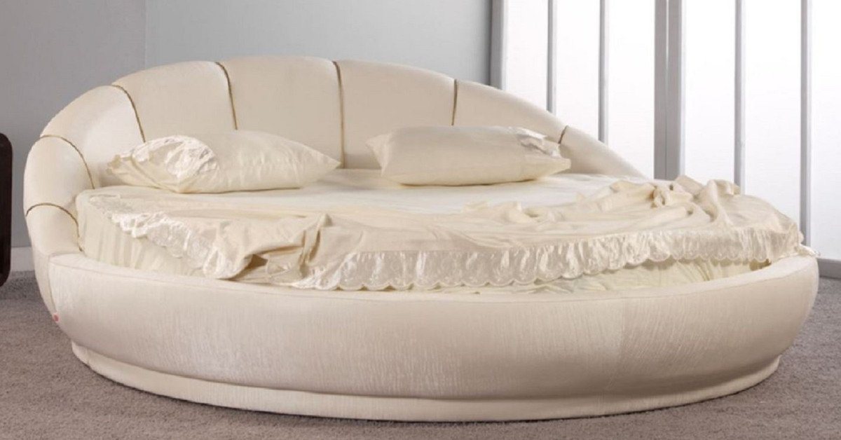 Casa Padrino Rundbett Rundbett Cremefarben Ø 240 x H. 90 cm - Rundes Doppelbett mit Matratze - Schlafzimmer Möbel Casa Padrino Rundbett Rundbett Cremefarben Ø 240 x H. 90 cm - Rundes Doppelbett mit Matratze - Schlafzimmer Möbel von Casa Padrino