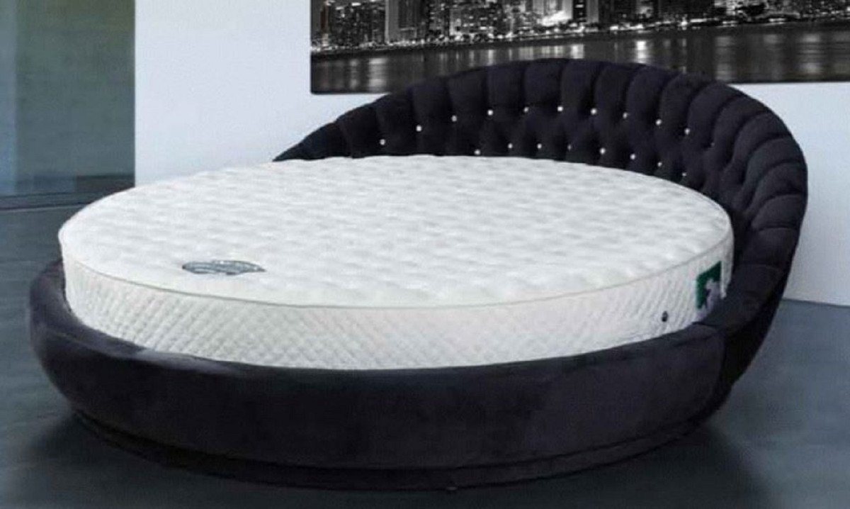 Casa Padrino Rundbett Rundbett Schwarz Ø 240 x H. 90 cm - Rundes Doppelbett mit Glitzersteinen und Matratze - Schlafzimmer Möbel Casa Padrino Rundbett Rundbett Schwarz Ø 240 x H. 90 cm - Rundes Doppelbett mit Glitzersteinen und Matratze - Schlafzimmer Möbel von Casa Padrino