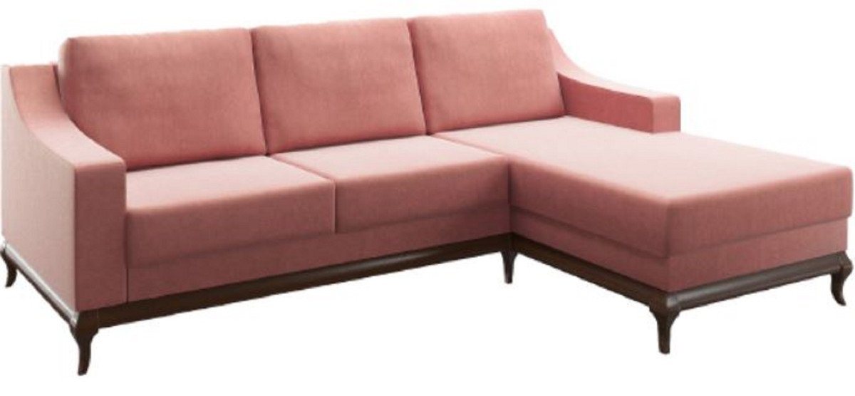 Casa Padrino Schlafsofa Casa Padrino Luxus Ecksofa Rosa / Dunkelbraun 225 x 173 x H. 77 cm - Wohnzimmer Sofa mit Schlaffunktion - Wohnzimmer Möbel - Luxus Möbel - Luxus Interior von Casa Padrino