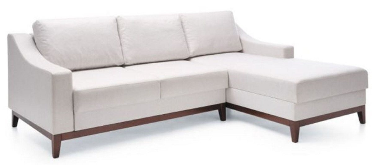 Casa Padrino Schlafsofa Casa Padrino Luxus Ecksofa Weiß / Dunkelbraun 225 x 173 x H. 77 cm - Wohnzimmer Sofa mit Schlaffunktion - Wohnzimmer Möbel - Luxus Möbel - Luxus Interior von Casa Padrino