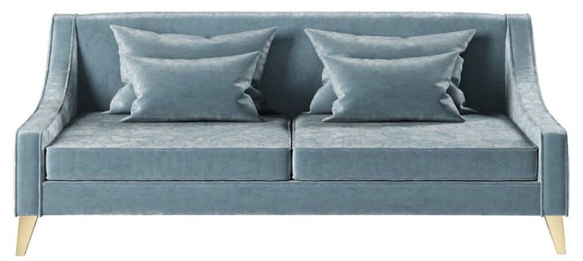 Casa Padrino Schlafsofa Casa Padrino Luxus Neoklassik Sofa Hellblau / Gold 152 x 97 x H. 85 cm - Wohnzimmer Sofa - Hotel Sofa - Wohnzimmer Möbel - Hotel Möbel - Luxus Möbel - Neoklassik Möbel von Casa Padrino