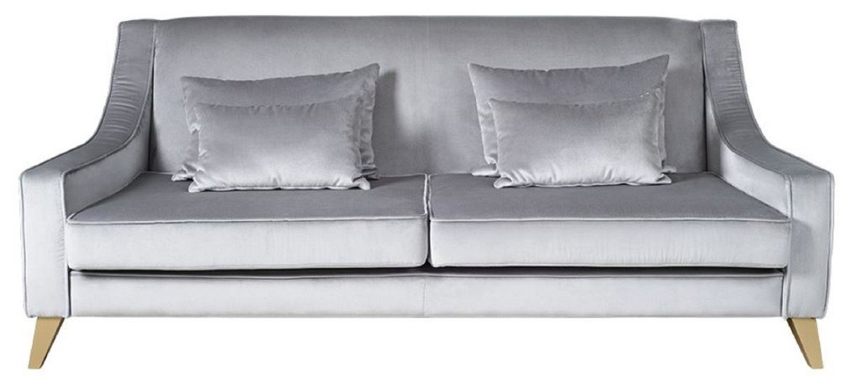 Casa Padrino Schlafsofa Casa Padrino Luxus Neoklassik Sofa Silber / Gold 202 x 94 x H. 85 cm - Wohnzimmer Sofa - Hotel Sofa - Wohnzimmer Möbel - Hotel Möbel - Luxus Möbel - Neoklassik Möbel von Casa Padrino