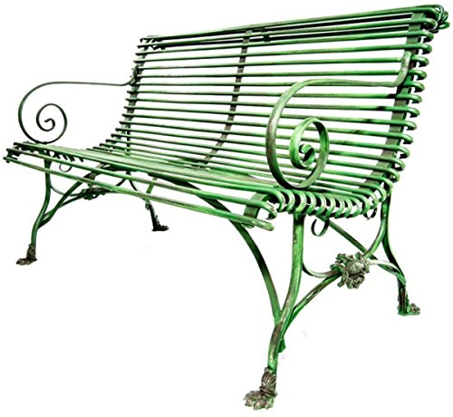 Casa Padrino Schmiedeeisen 2er Gartenbank - Gartenbank mit Klauenbeine, Farbe:Vintage grün von Casa Padrino